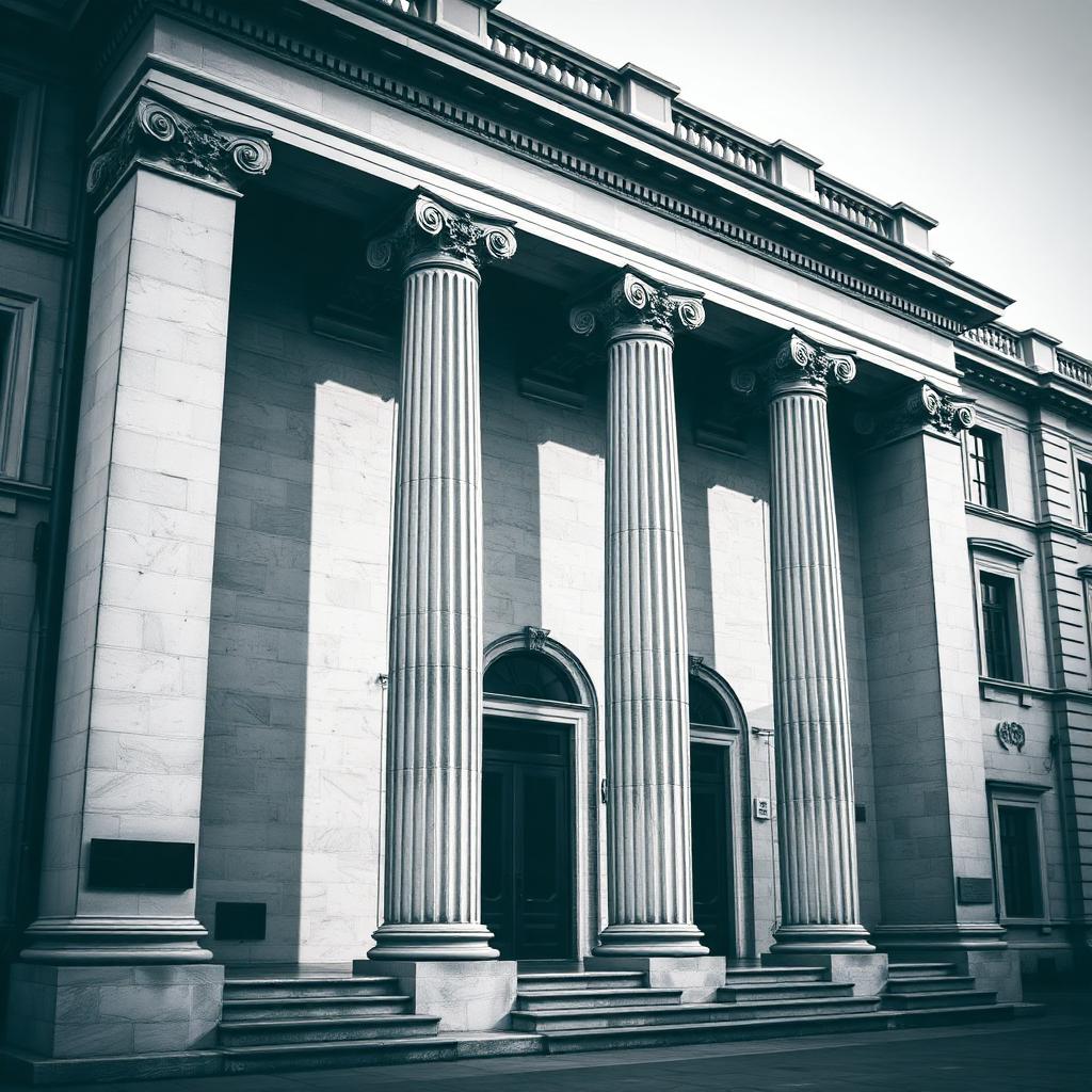 Klassische Bankfassade mit Säulen